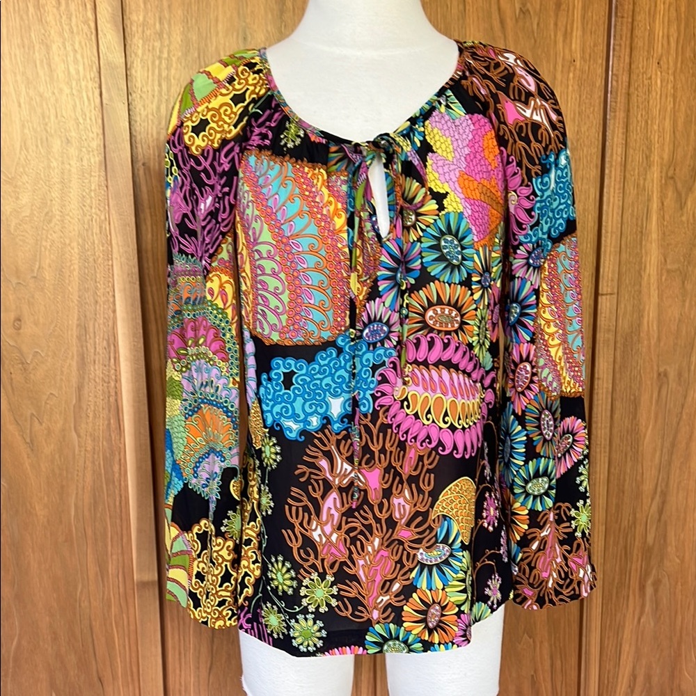 Trina Turk, floral graphic blouse. Full of color.